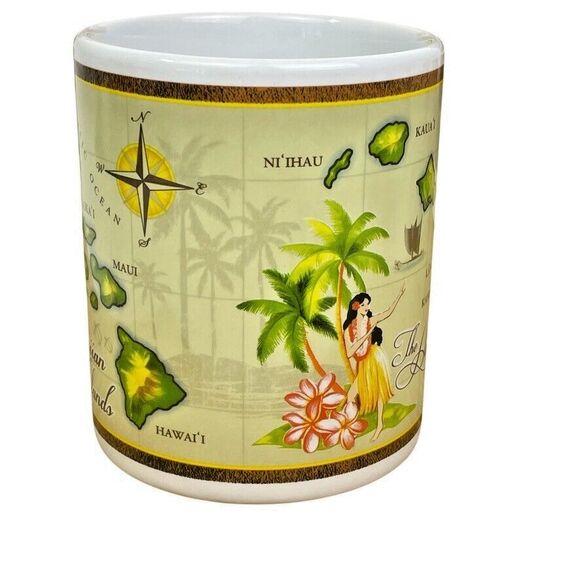 Hawaiian Island Heritage Vintage Map Hula Girl Travel Ocean 2013 Coffee Mug - Picture 2 of 9